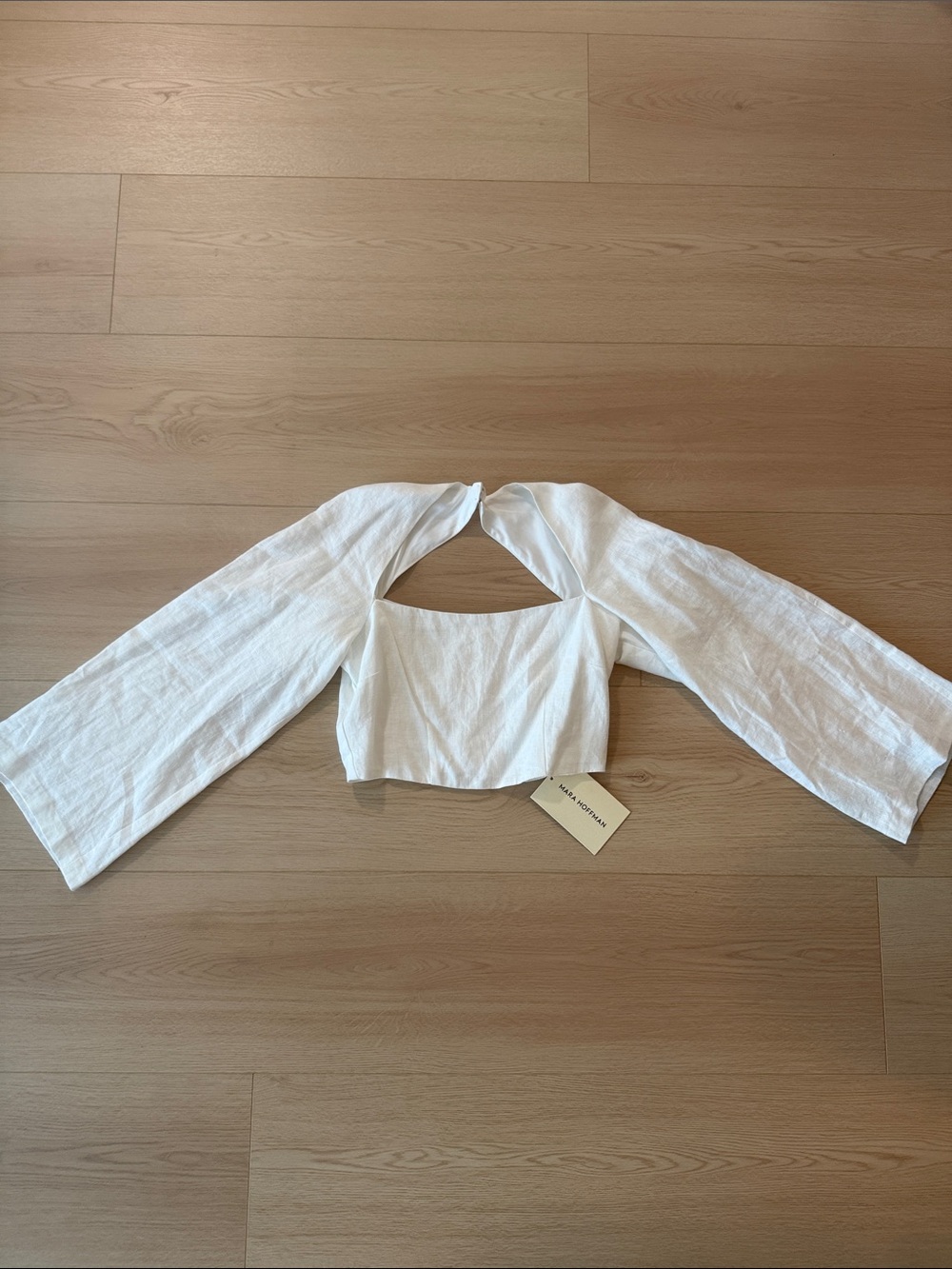 Mara Hoffman White Lightweight Linen crop top